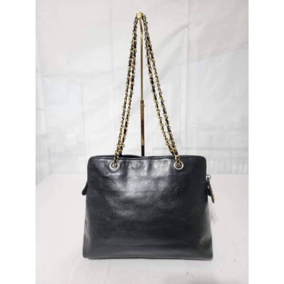 Authentic Chanel Vintage Caviar Leather Sac Shopping Shoulder Bag Black - Picture 4 of 16